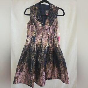 Vince Camuto Black and Gold Dress